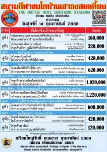 Read more about the article ใบวัว สนามกีฬาชนโคเสาธง 14 กุมภาพันธ์ 2568