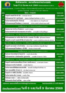 Read more about the article ใบวัว สนามกีฬาชนโคบ้านบ่อล้อ 12 มีนาคม 2568 รายการวัวชน