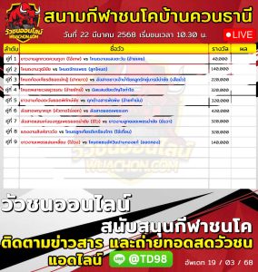 Read more about the article ใบวัว สนามกีฬาชนโคบ้านควนธานี 22 มีนาคม 2568 รายการวัวชน