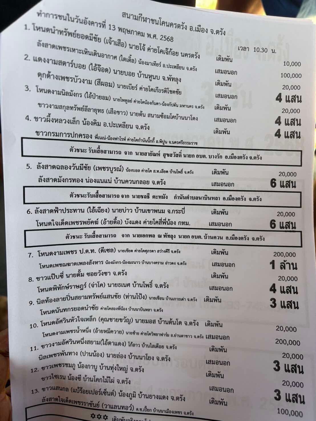 You are currently viewing โปรแกรมวัวชน สนามกีฬาชนโคนครตรัง 13 พฤษภาคม 2568 รายการวัวชน