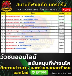 Read more about the article โปรแกรมวัวชน สนามกีฬาชนโคนครตรัง 4 กันยายน 2568 รายการวัวชน