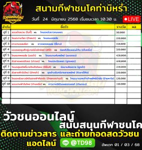 Read more about the article โปรแกรมวัวชน สนามกีฬาชนโคบ้านท่ามิหรำ 24 มิถุนายน 2569 รายการวัวชน