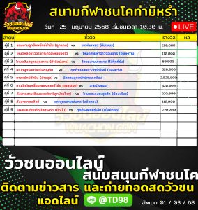 Read more about the article โปรแกรมวัวชน สนามกีฬาชนโคบ้านท่ามิหรำ 25 มิถุนายน 2569 รายการวัวชน