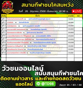 Read more about the article โปรแกรมวัวชน สนามกีฬาชนโคสมหวังสเตเดี้ยม 26 มิถุนายน 2569 รายการวัวชน