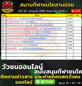 Read more about the article โปรแกรมวัวชน สนามกีฬาชนโคลานข่อย 10 กรกฎาคม 2569 รายการวัวชน
