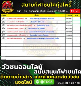 Read more about the article โปรแกรมวัวชน สนามกีฬาชนโคทุ่งโพธิ์สเตเดี้ยม 15 กรกฎาคม 2569 รายการวัวชน