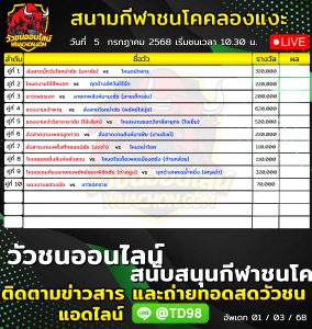 Read more about the article โปรแกรมวัวชน สนามกีฬาชนโคบ้านคลองแงะ 5 กรกฎาคม 2569 รายการวัวชน