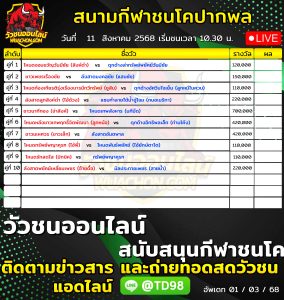 Read more about the article โปรแกรมวัวชน สนามกีฬาชนโคบ้านปากพล 11 สิงหาคม 2569 รายการวัวชน