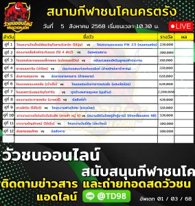 Read more about the article โปรแกรมวัวชน สนามกีฬาชนโคนครตรัง 5 สิงหาคม 2569 รายการวัวชน
