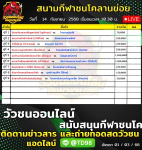 Read more about the article โปรแกรมวัวชน สนามกีฬาชนโคลานข่อย 14 กันยายน 2569 รายการวัวชน