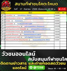 Read more about the article โปรแกรมวัวชน สนามกีฬาชนโคตะโหมด 17 กันยายน 2569 รายการวัวชน