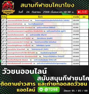 Read more about the article โปรแกรมวัวชน สนามกีฬาชนโคนาโยง 24 กันยายน 2569 รายการวัวชน