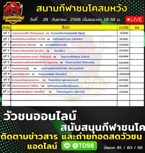 Read more about the article โปรแกรมวัวชน สนามกีฬาชนโคสมหวัง 28 กันยายน 2569 รายการวัวชน