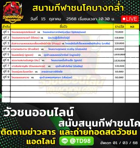 Read more about the article โปรแกรมวัวชน สนามกีฬาชนโคบ้านบางกล่ำ 15 ตุลาคม 2569 รายการวัวชน