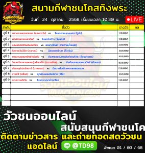 Read more about the article โปรแกรมวัวชน สนามกีฬาชนโคสทิงพระอารีน่า 24 ตุลาคม 2569 รายการวัวชน